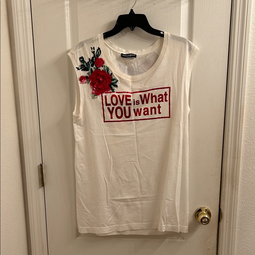 Dolce & Gabbana White Top with Red Accents